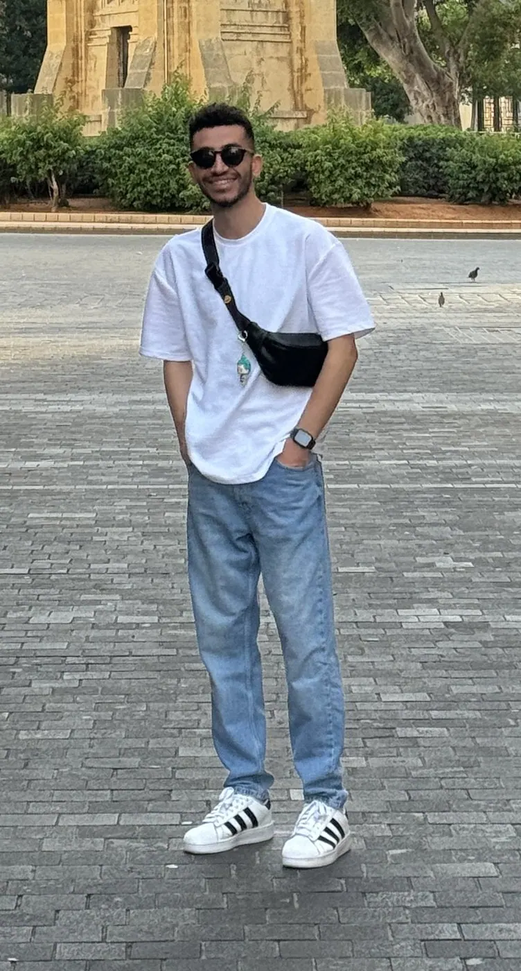 Noah Elhadedy standing in Nejmeh Square, Beirut