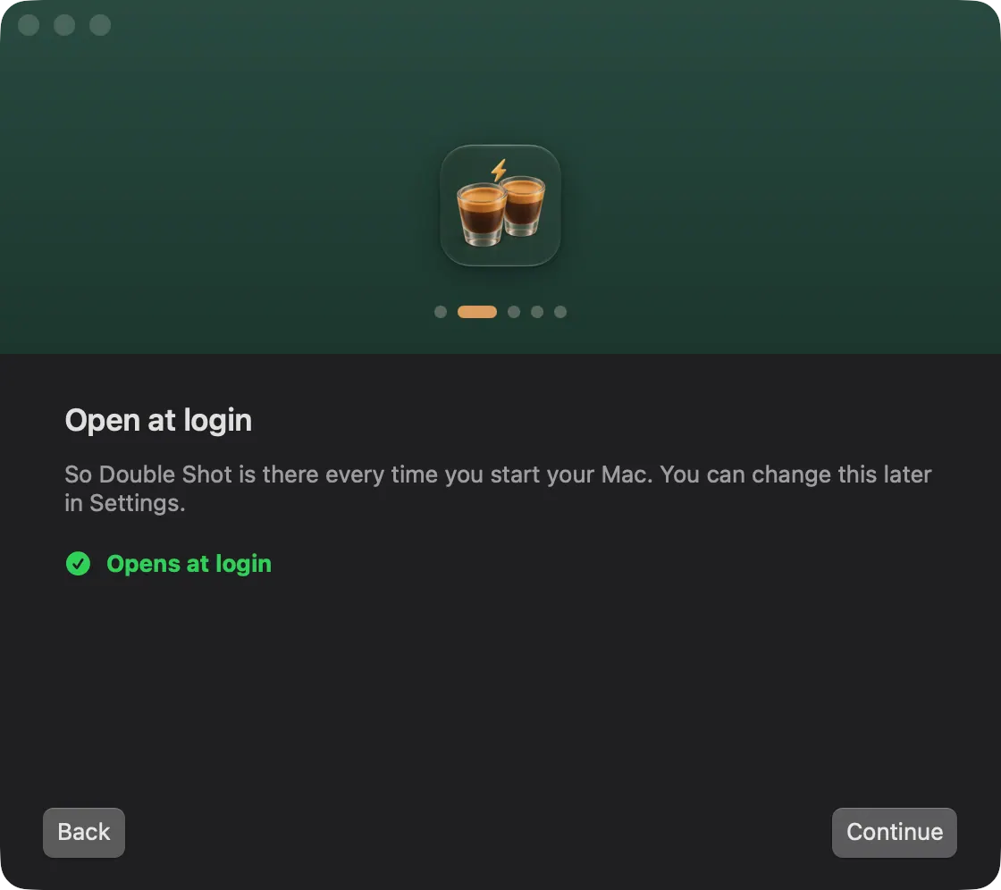 The welcome window that walks you through setup
