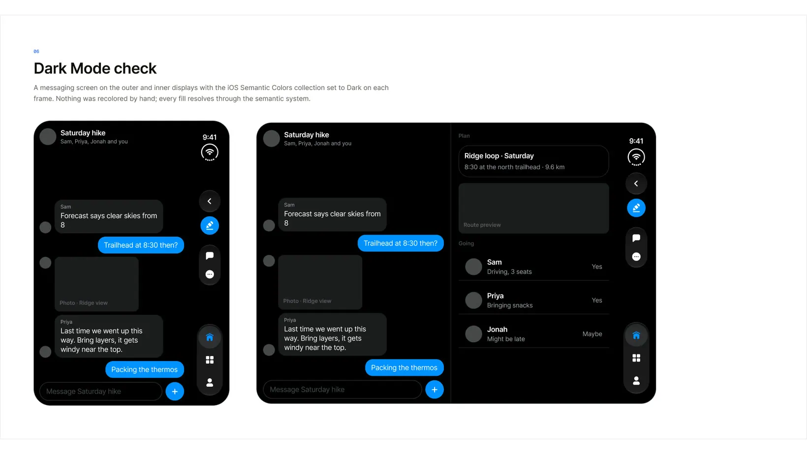 Dark Mode check across the adaptive patterns