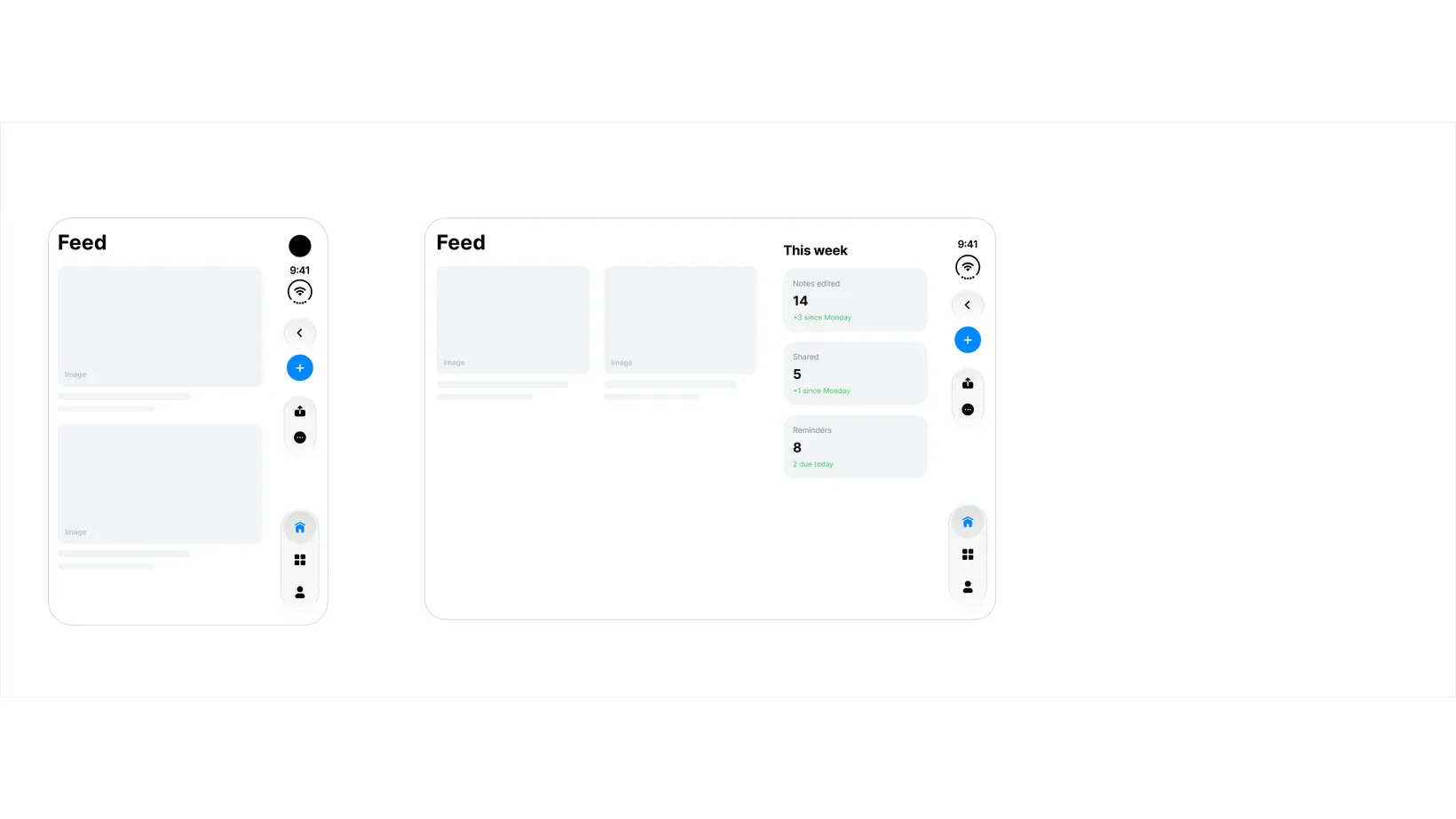 The Feed starter template on the outer and inner display