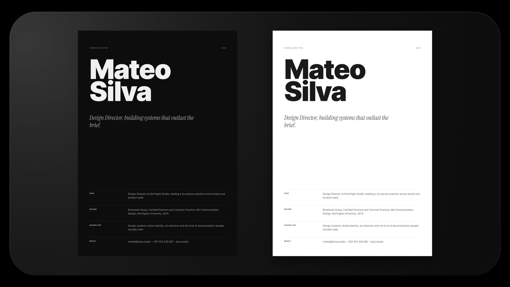 The Grand Type layout in light and dark mode